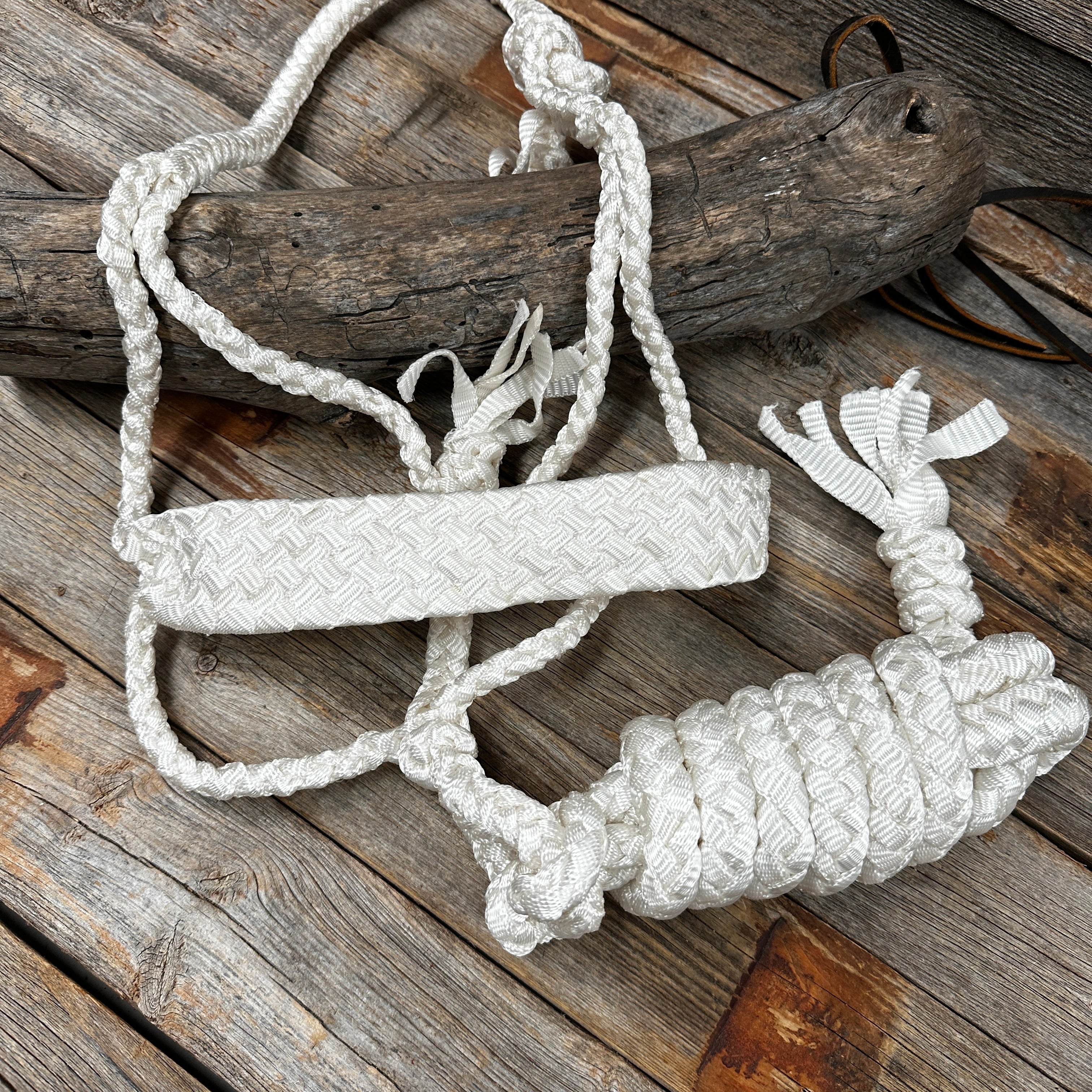 White Flat Braided Mule Tape Halter