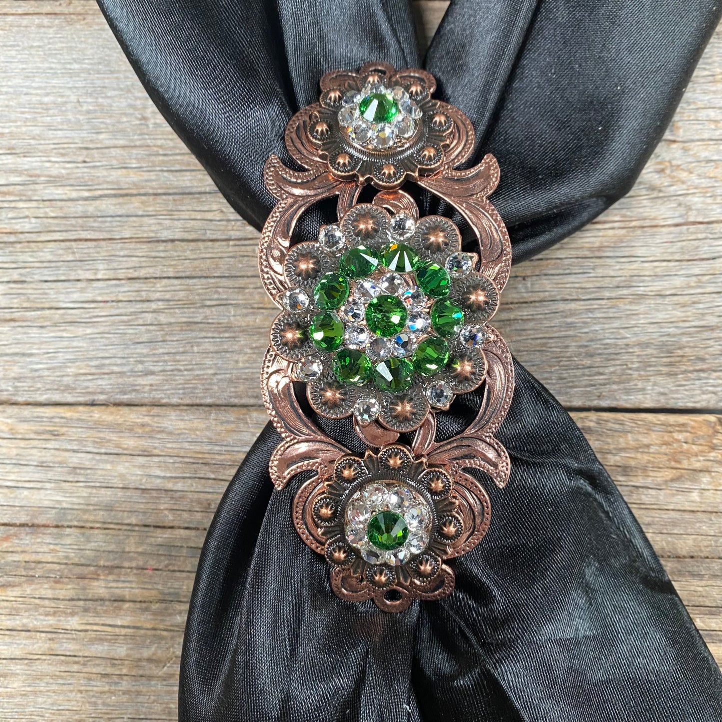 Triple Concho Copper Crystal Slide Fern and Clear