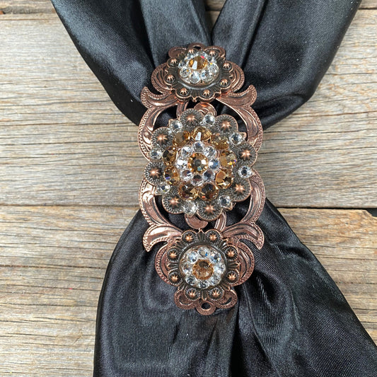 Triple Concho Copper Crystal Slide Champagne and Clear