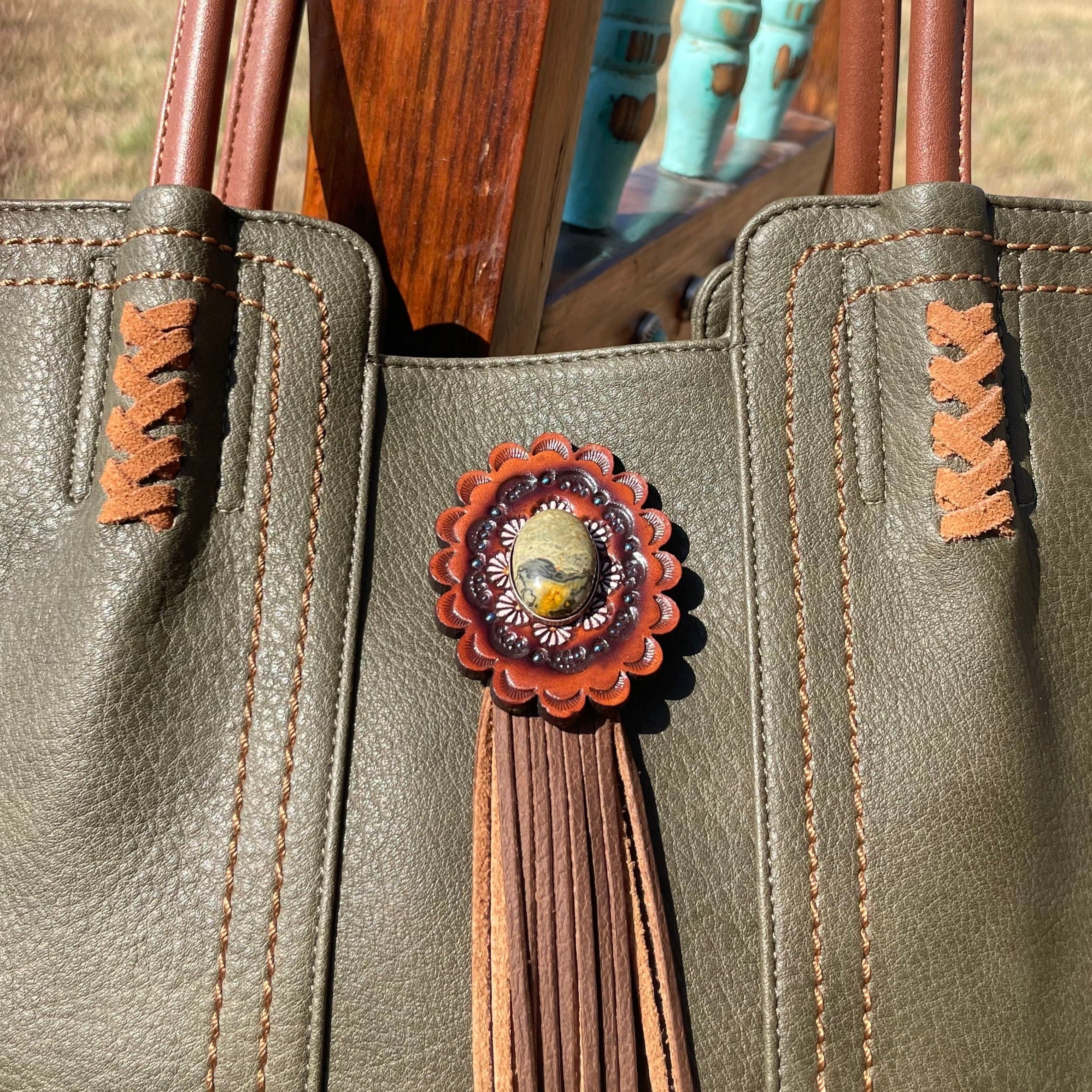 Green Western Purse/Handbag with Small Clutch #DN100