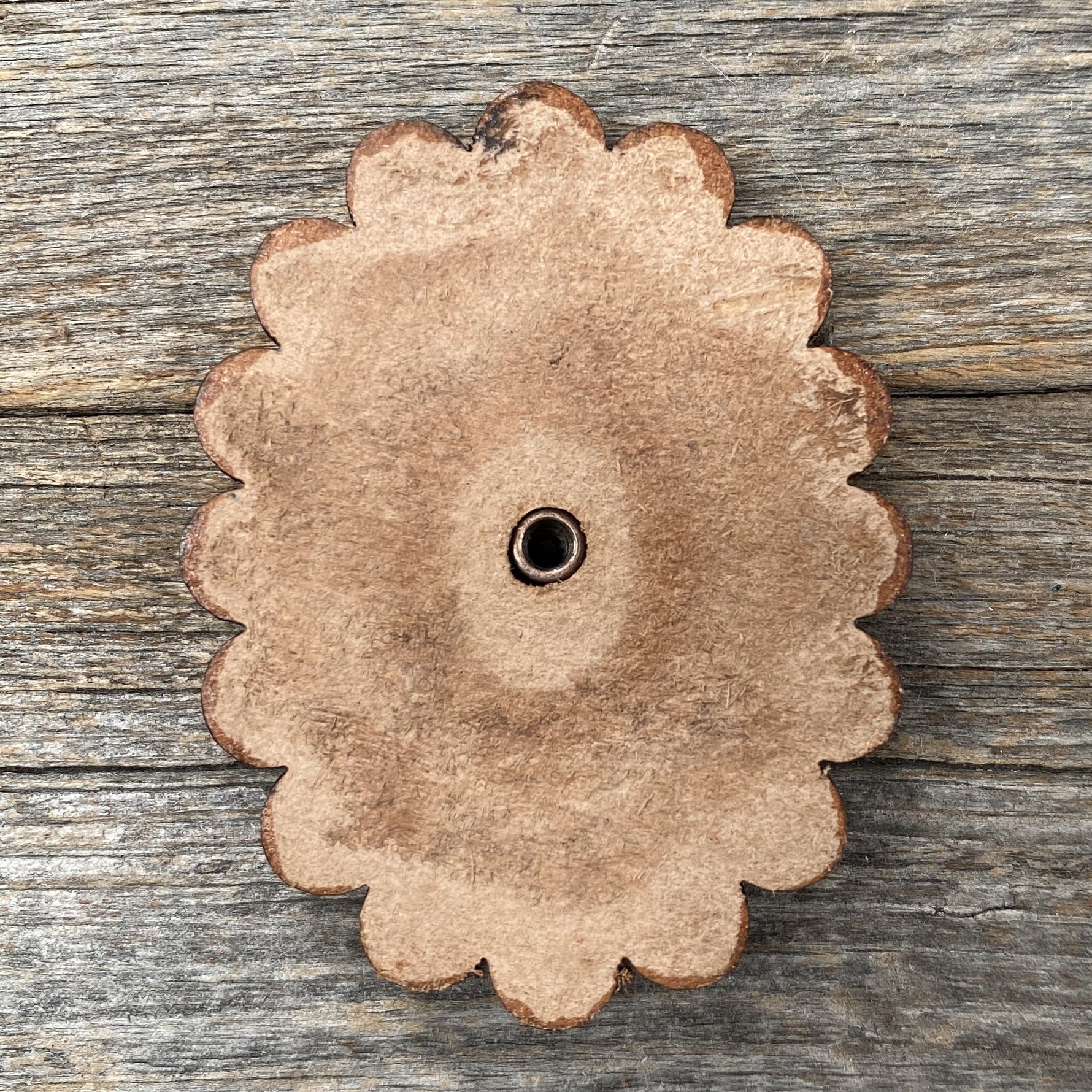 White Cabochon Stone - Leather Rosette Options -