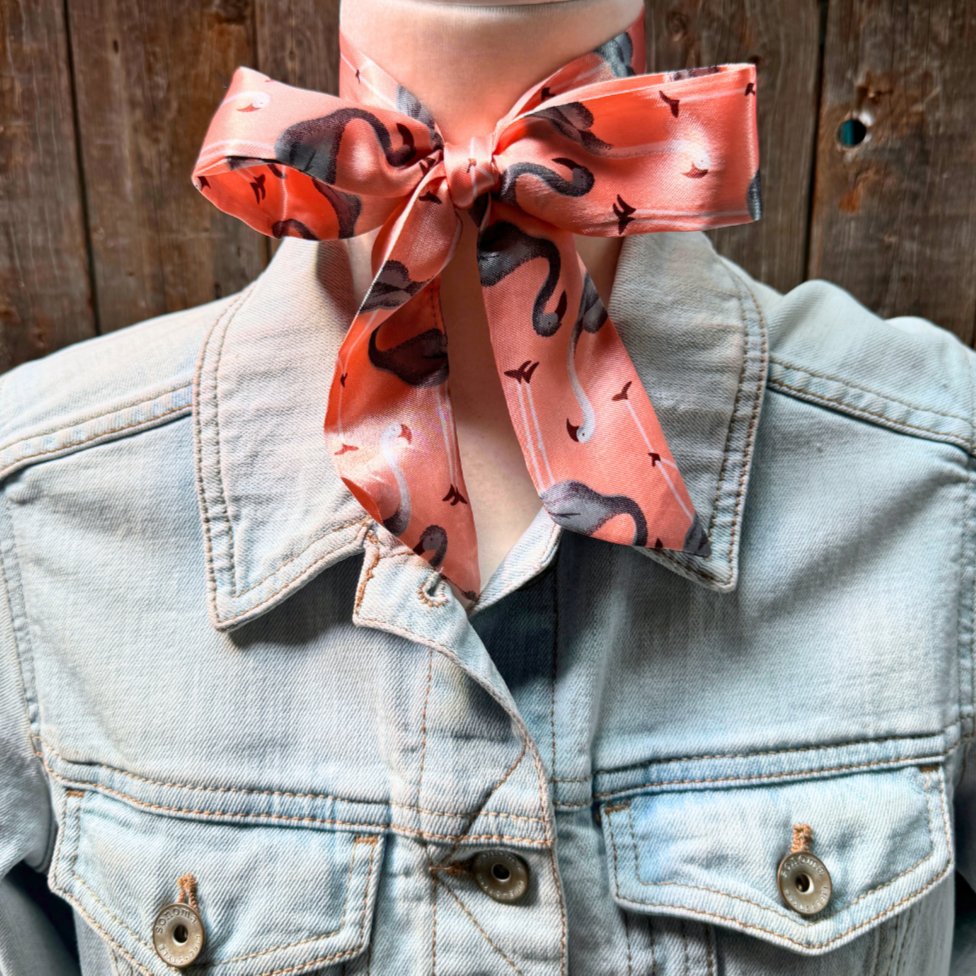 Pink Flamingoes Wild_Rag_Scarf_for_Cowgirls_Rodeo_Drive_Conchos