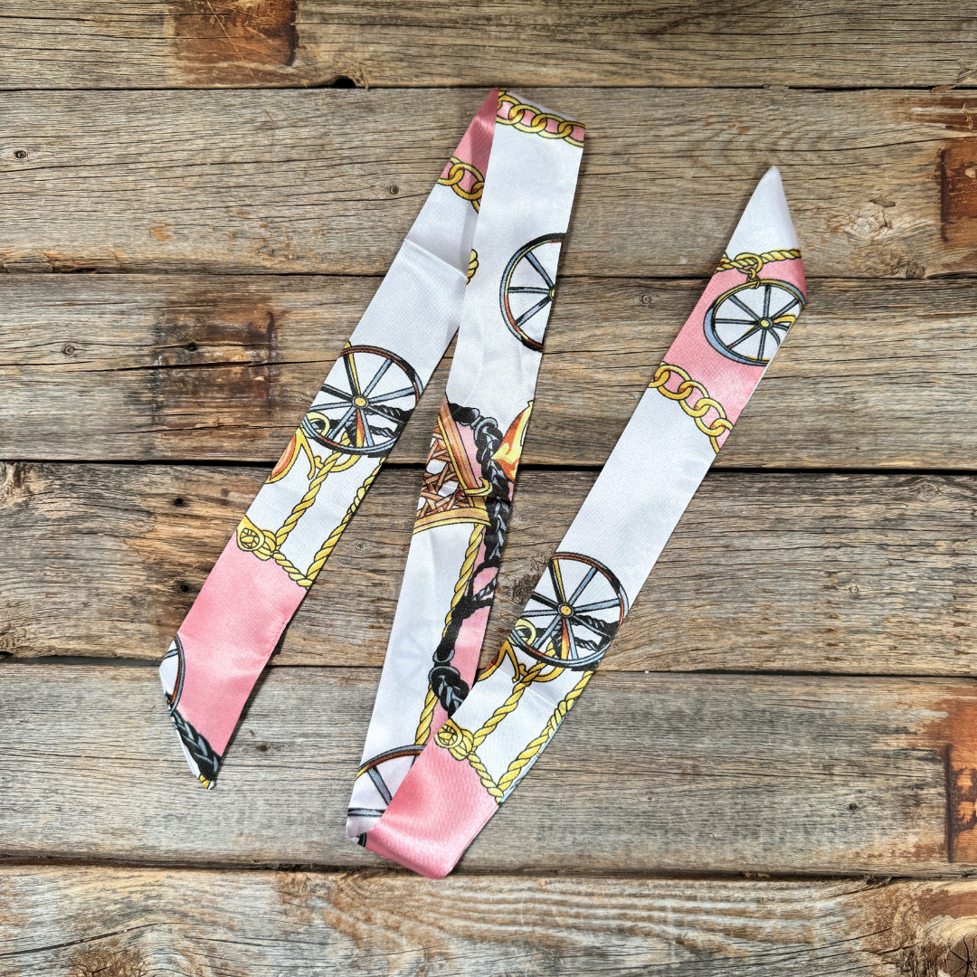 Pink Wagon Wheels Western_Wild_Rag_Scarf_for_Cowgirls_Rodeo_Drive_Conchos