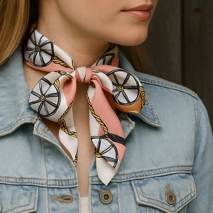 Pink Wagon Wheels Wild_Rag_Necktie_for_Cowgirls_Rodeo_Drive_Conchos