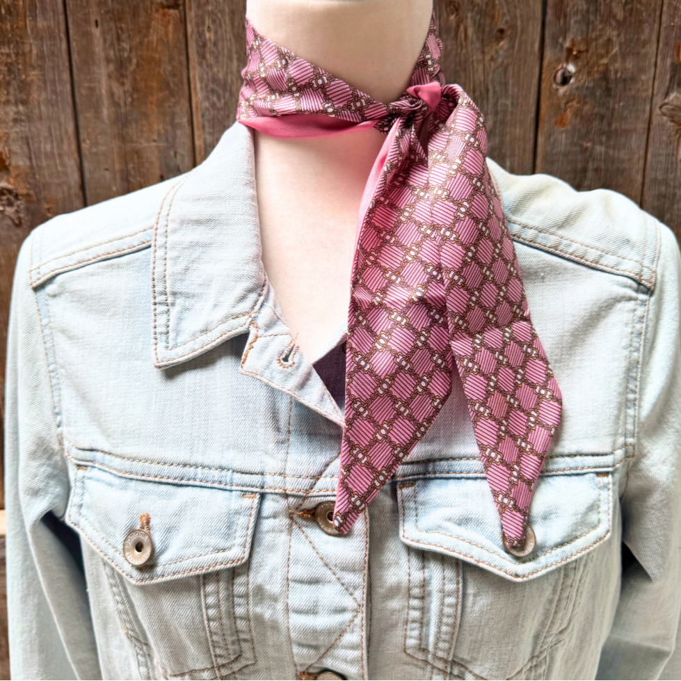 Pink and gold chains Wild_Rag_Scarf_for_NFR_Cowgirls_Rodeo_Drive_Conchos
