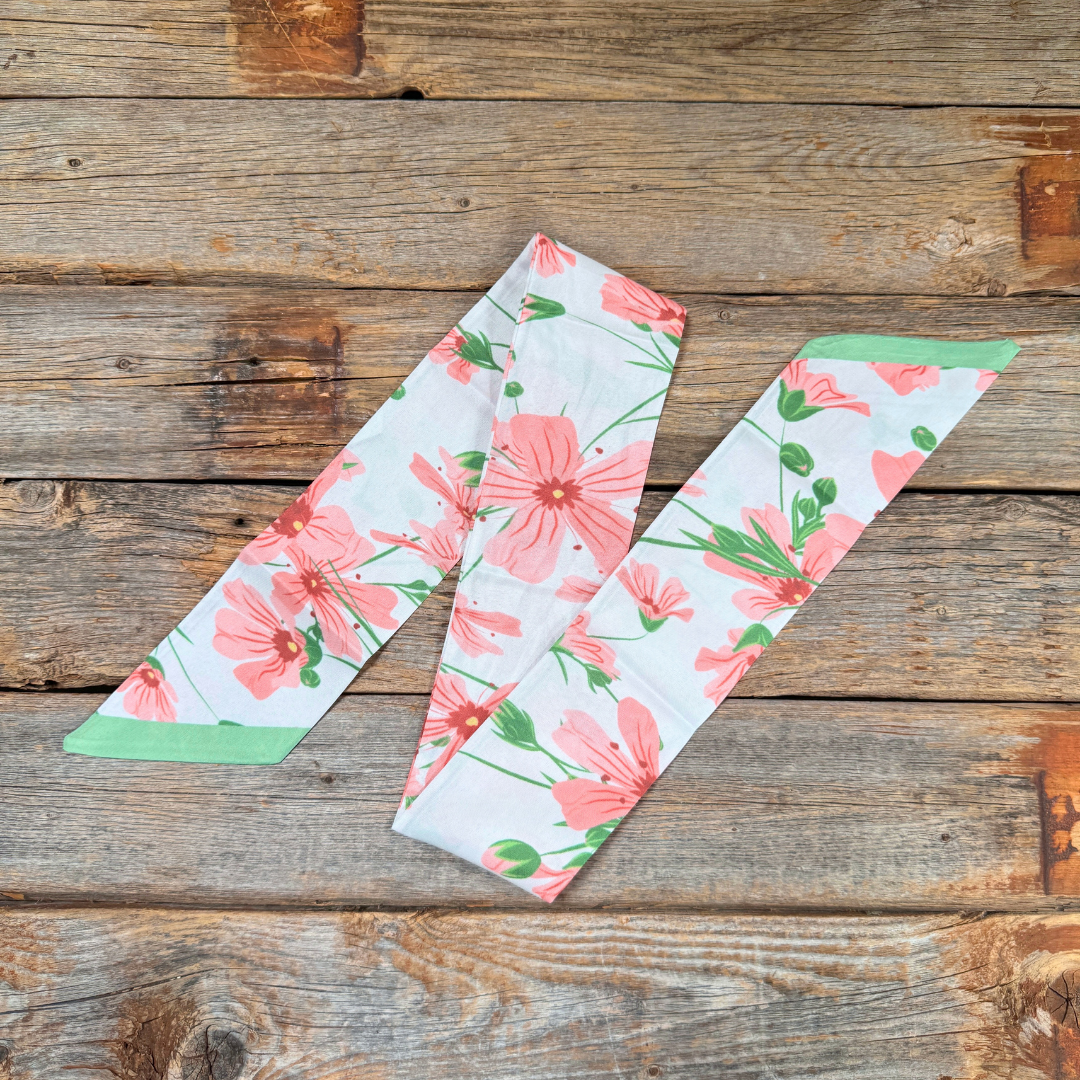 Pink and green floral Western_Wild_Rag_Scarf_for_Cowgirls_Rodeo_Drive_Conchos