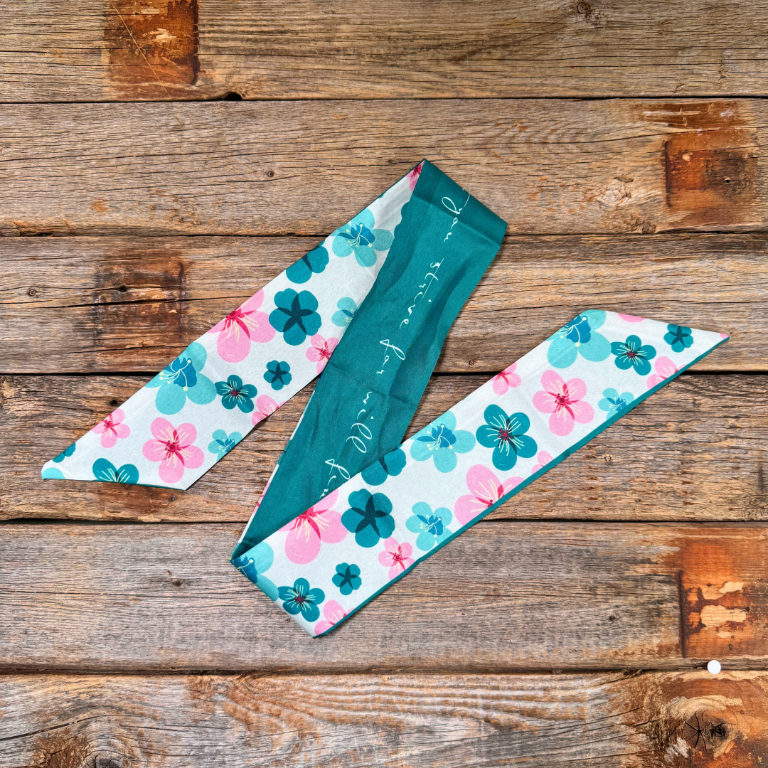 Pink and teal floral Western_Wild_Rag_Scarf_for_Cowgirls_Rodeo_Drive_Conchos