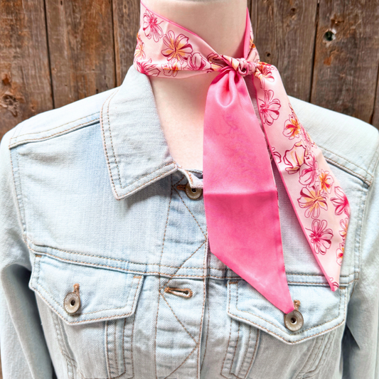 Pink floral Wild_Rag_Scarf_for_NFR_Cowgirls_Rodeo_Drive_Conchos