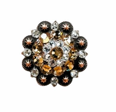Champagne & Clear Copper 1.5" European Crystal Concho