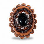Lapis Cabochon Stone - Leather Rosette Options -