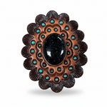 Lapis Cabochon Stone - Leather Rosette Options -