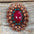 Fuchsia Cabochon Stone - Leather Rosette Options