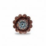 Antique Silver Aqua  - Clear Crystal Conchos | Sizes 1"- 3" | Buckles | Saddle Set | Leather Rosettes | Slide