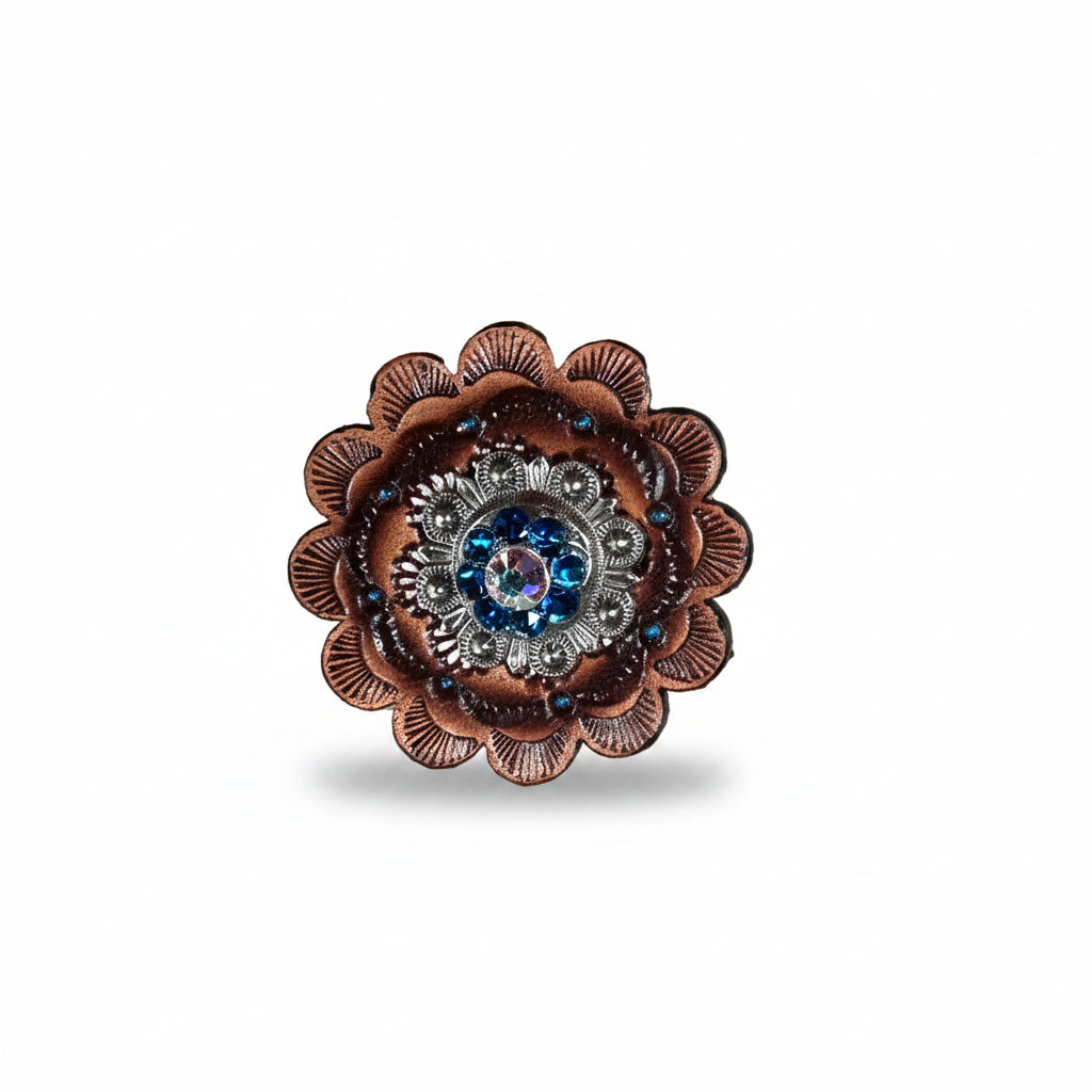 Antique Silver Capri - AB Crystal Conchos | Sizes 1"- 3" | Buckles | Saddle Set | Leather Rosettes | Slide