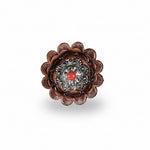 Antique Silver Coral - Clear Crystal Conchos | Sizes 1"- 3" | Buckles | Saddle Set | Leather Rosettes | Slide