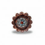 Antique Silver Tie Dye Crystal Conchos | Sizes 1"- 3" | Buckles | Saddle Set | Leather Rosettes | Slide