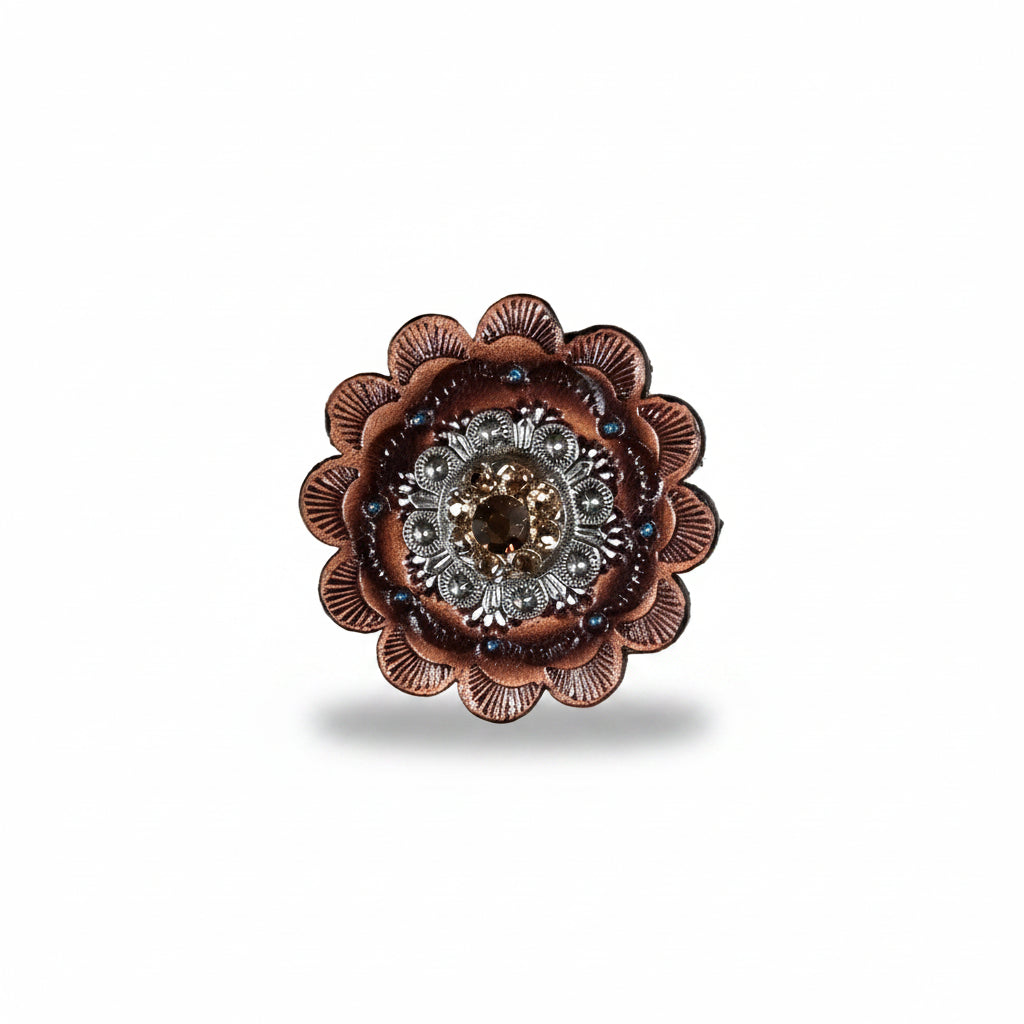 Antique Silver Topaz - Champagne Crystal Conchos | Sizes 1"- 3" | Buckles | Saddle Set | Leather Rosettes | Slide