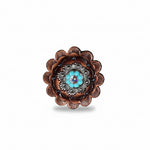 Antique Silver Turquoise - AB Crystal Conchos | Sizes 1"- 3" | Buckles | Saddle Set | Leather Rosettes | Slide