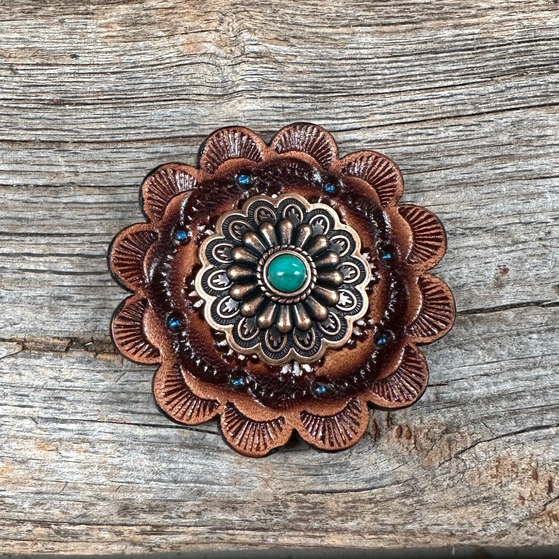 Copper Turquoise Western Concho W103