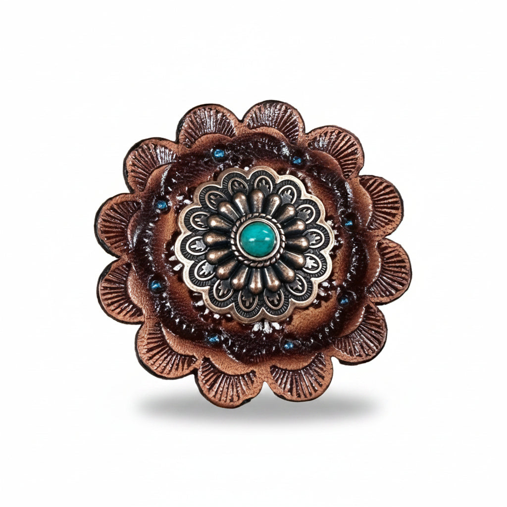 Copper Turquoise Western Concho W103