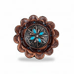 Copper Turquoise & Clear Crystal Western Concho W138