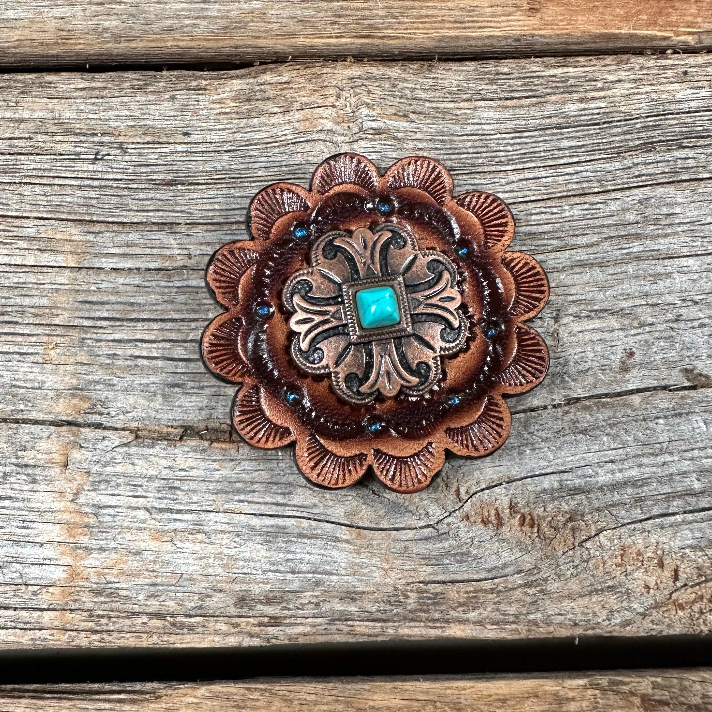 Copper Turquoise Western Concho W141