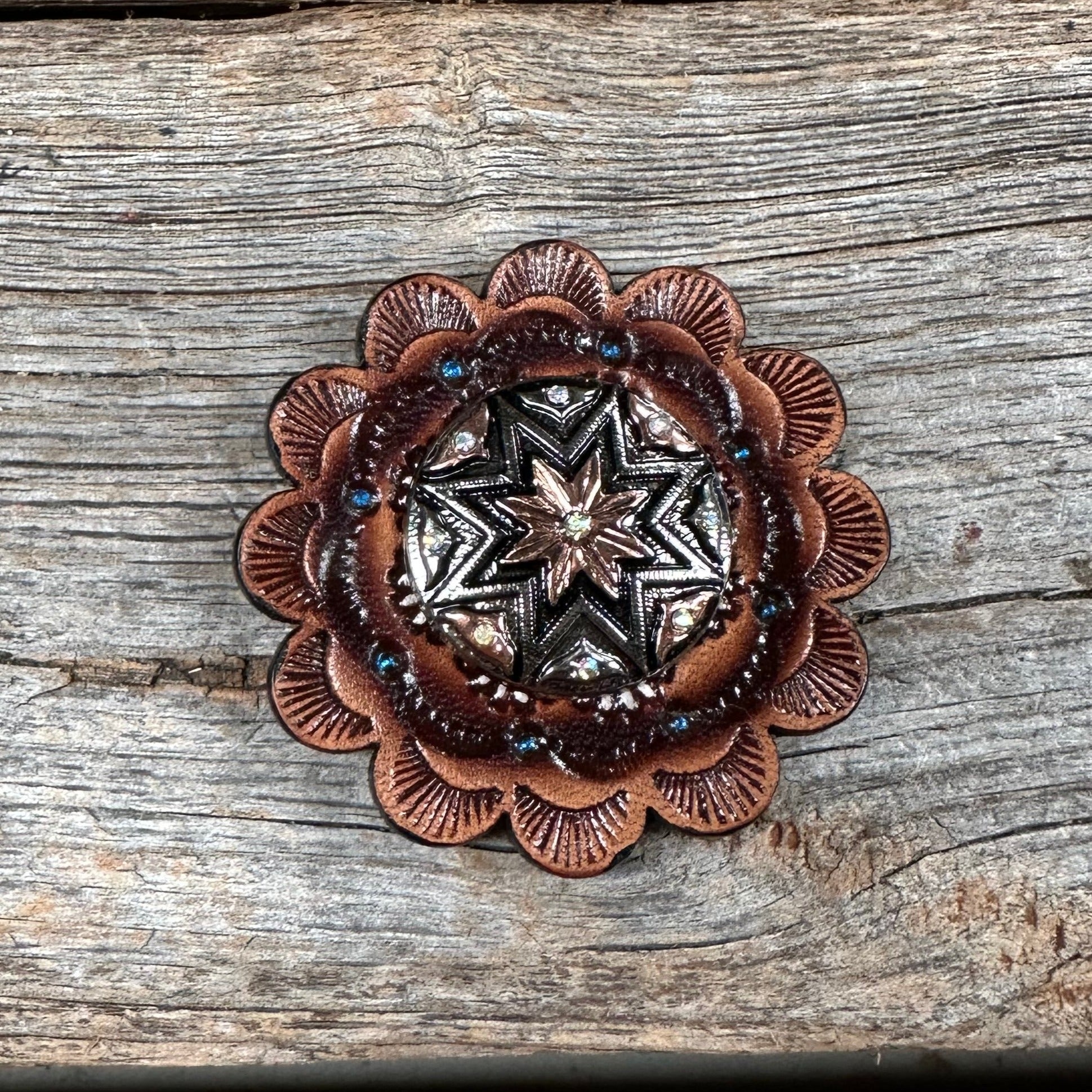 Starburst Antique Silver Western Concho W185