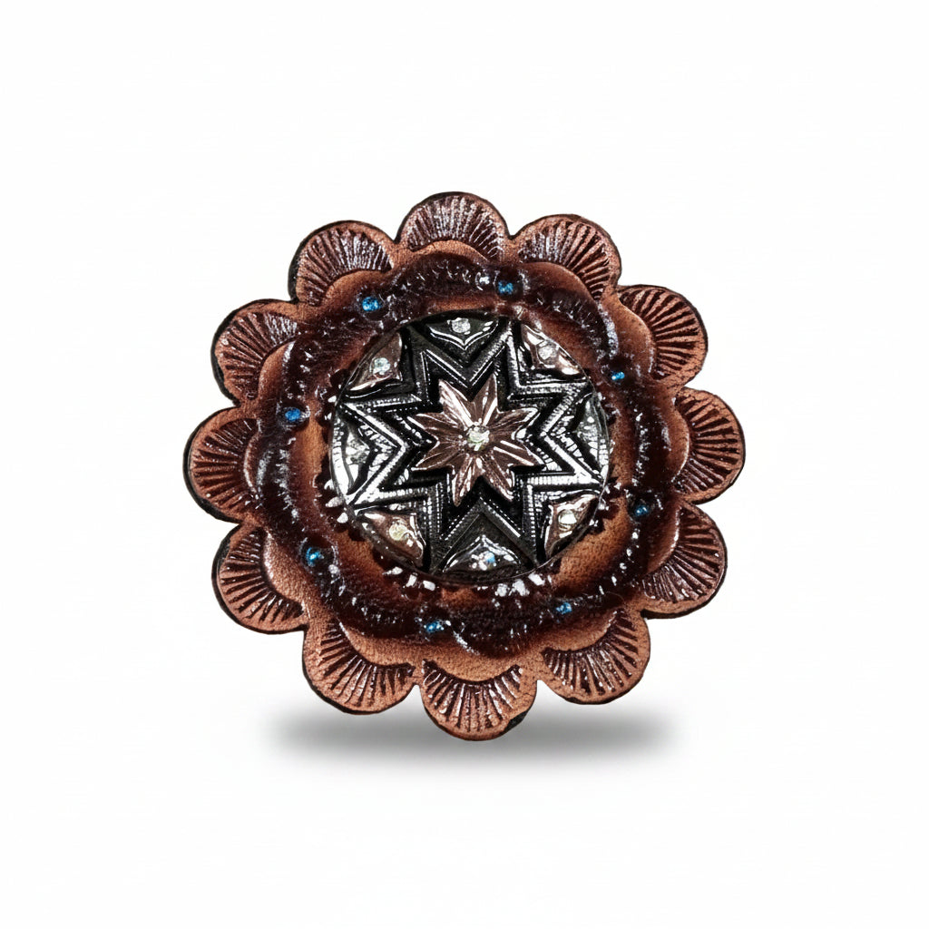 Starburst Antique Silver Western Concho W185