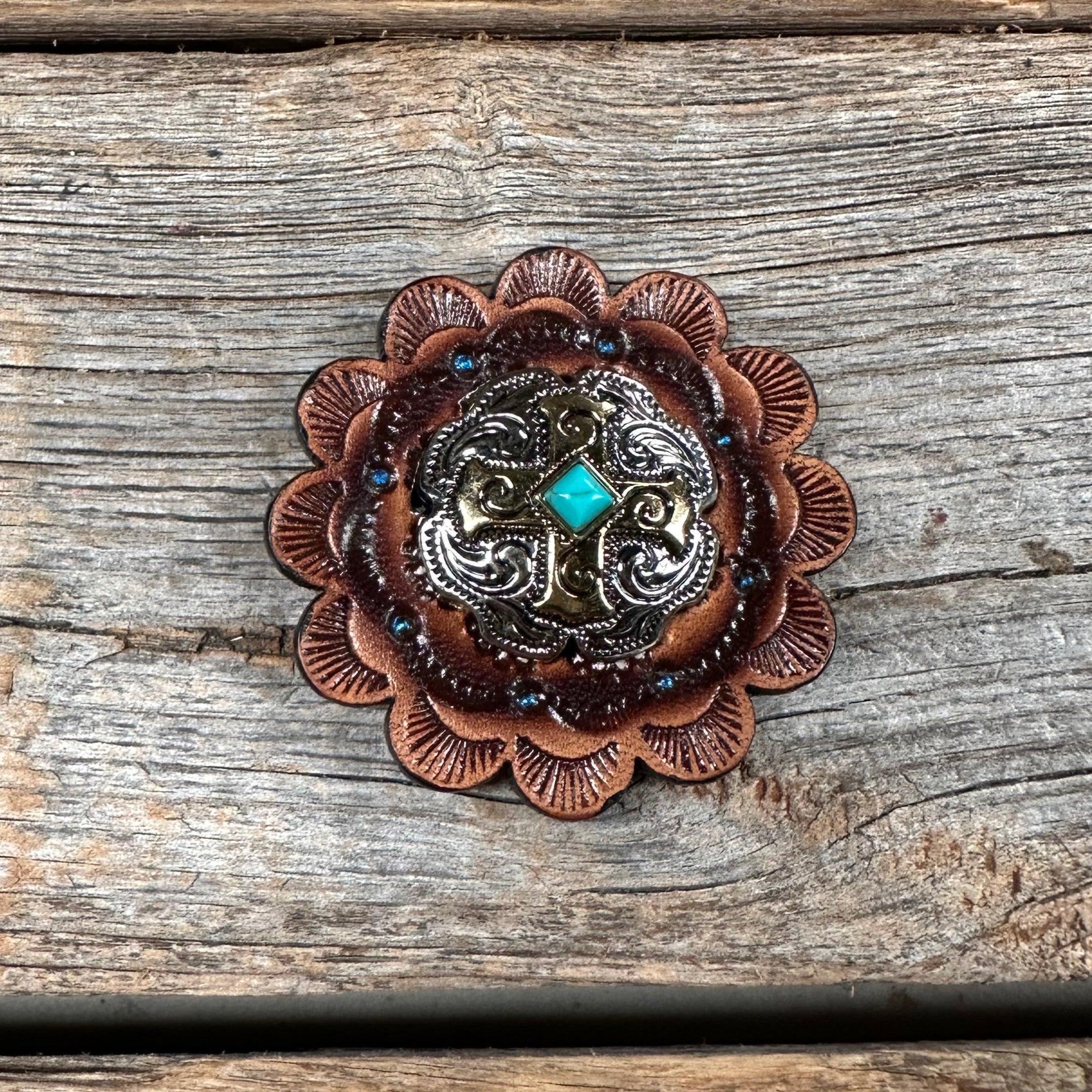 Antique Silver & Gold Western Concho W189