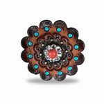 Copper Coral - Clear Crystal Conchos | Sizes 1"- 3" | Buckles | Saddle Set | Leather Rosettes | Slide