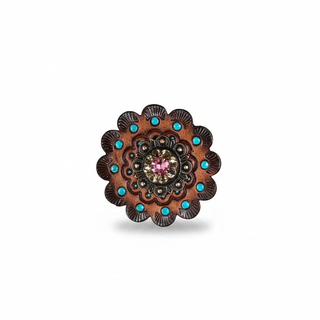 Copper Pink - AB - Champagne Crystal Conchos | Sizes 1"- 3" | Buckles | Saddle Set | Leather Rosettes | Slide