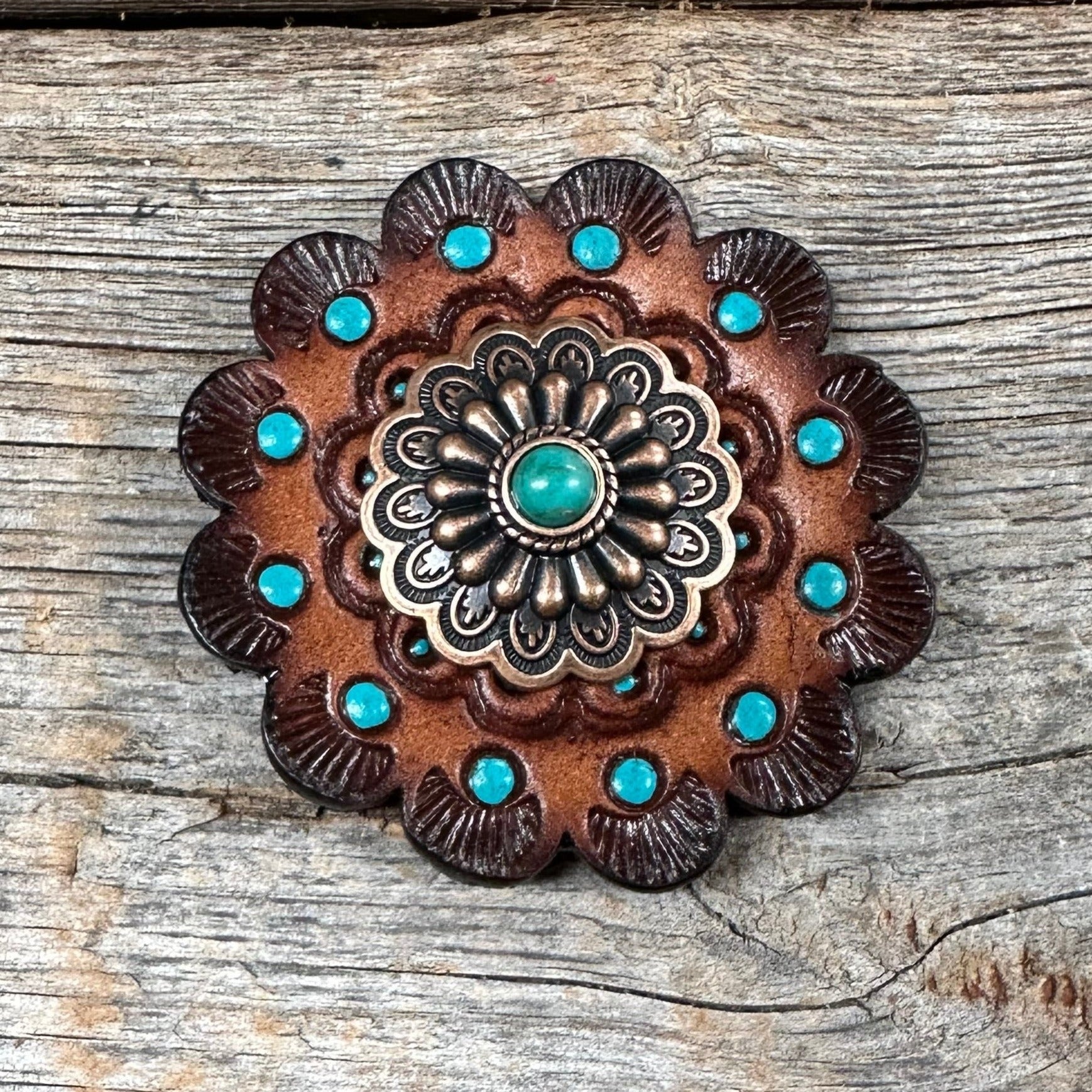 Copper Turquoise Western Concho W103