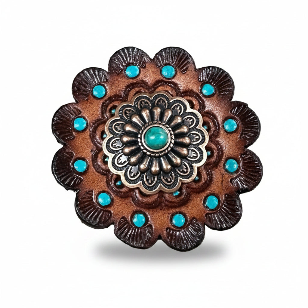 Copper Turquoise Western Concho W103