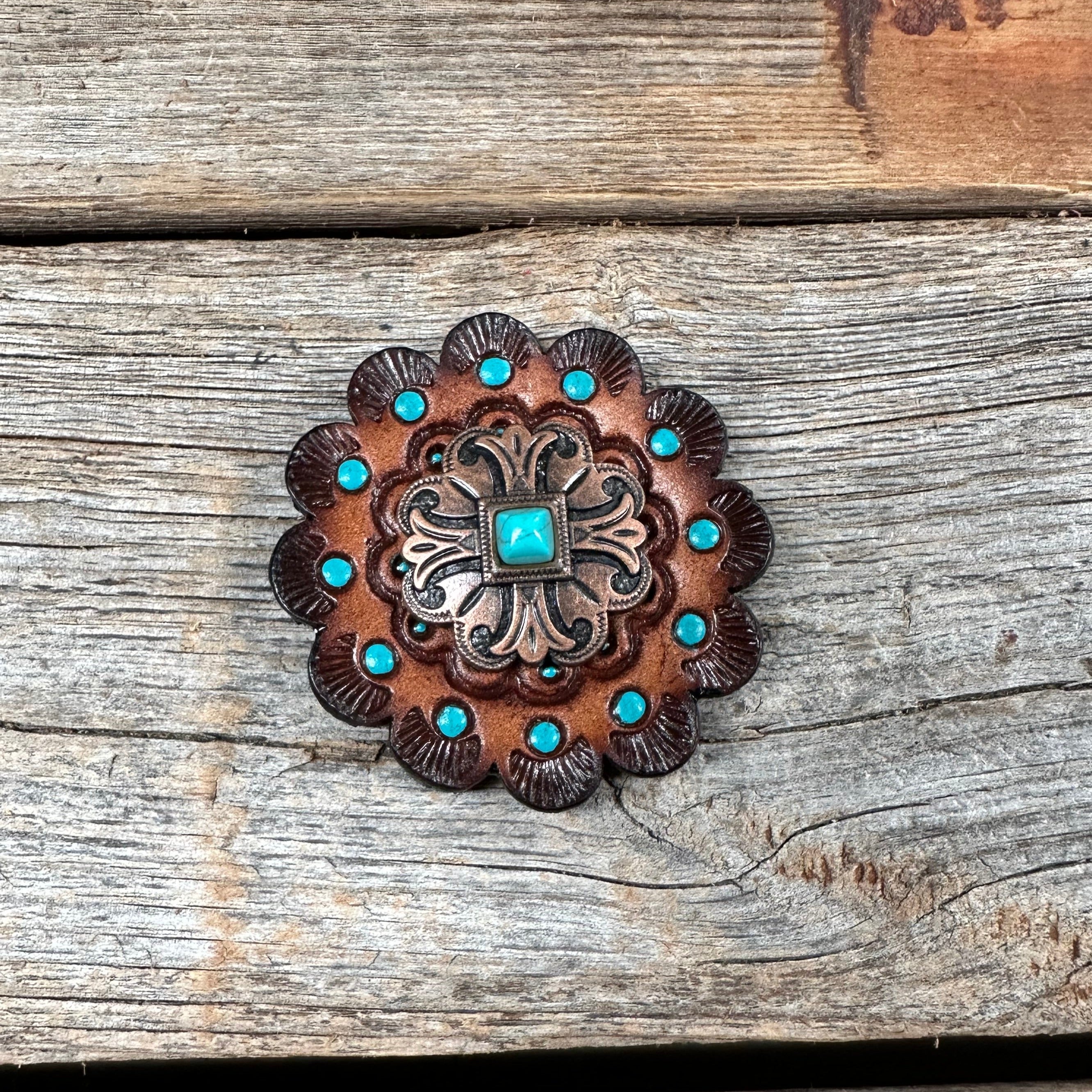Copper Turquoise Western Concho W141