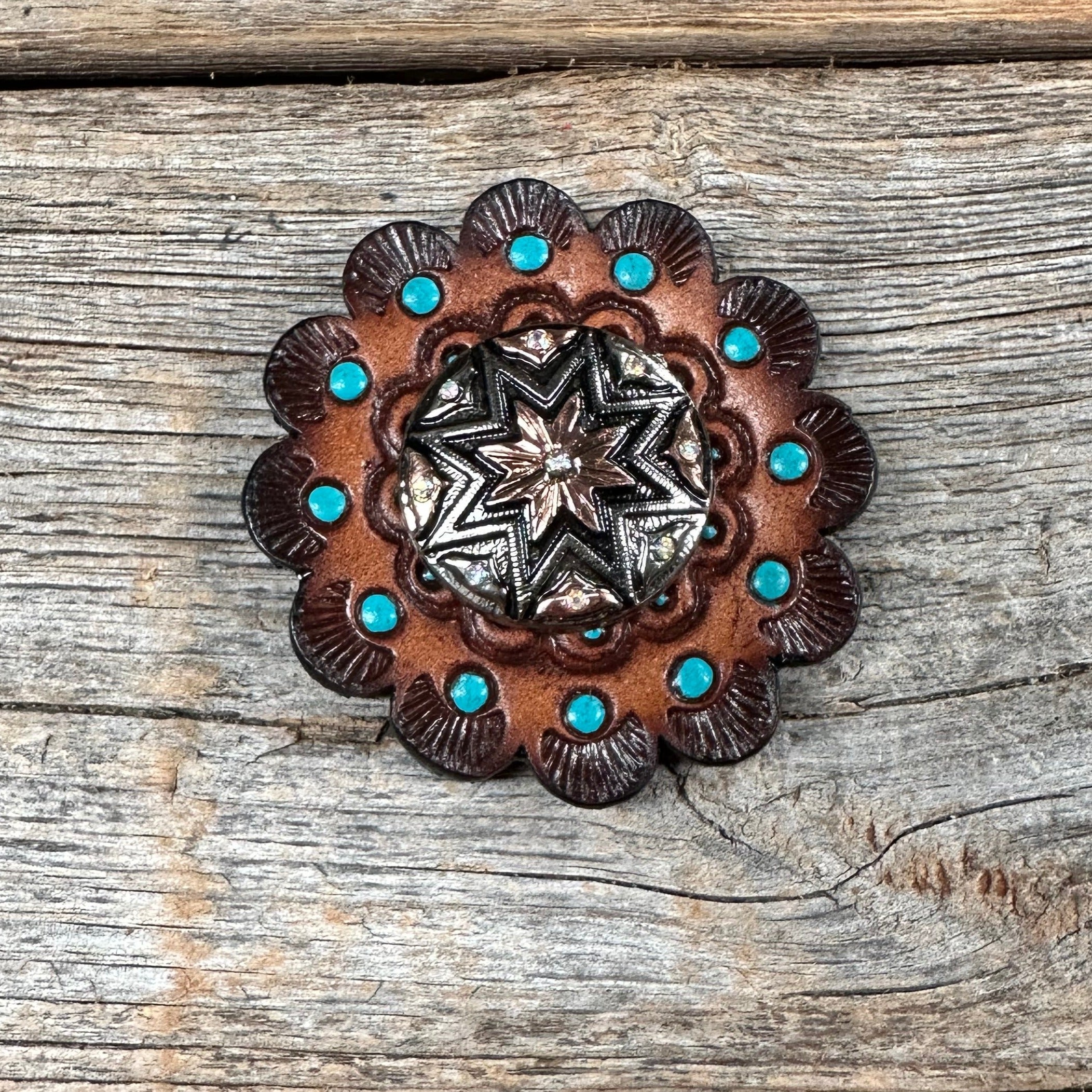 Starburst Antique Silver Western Concho W185