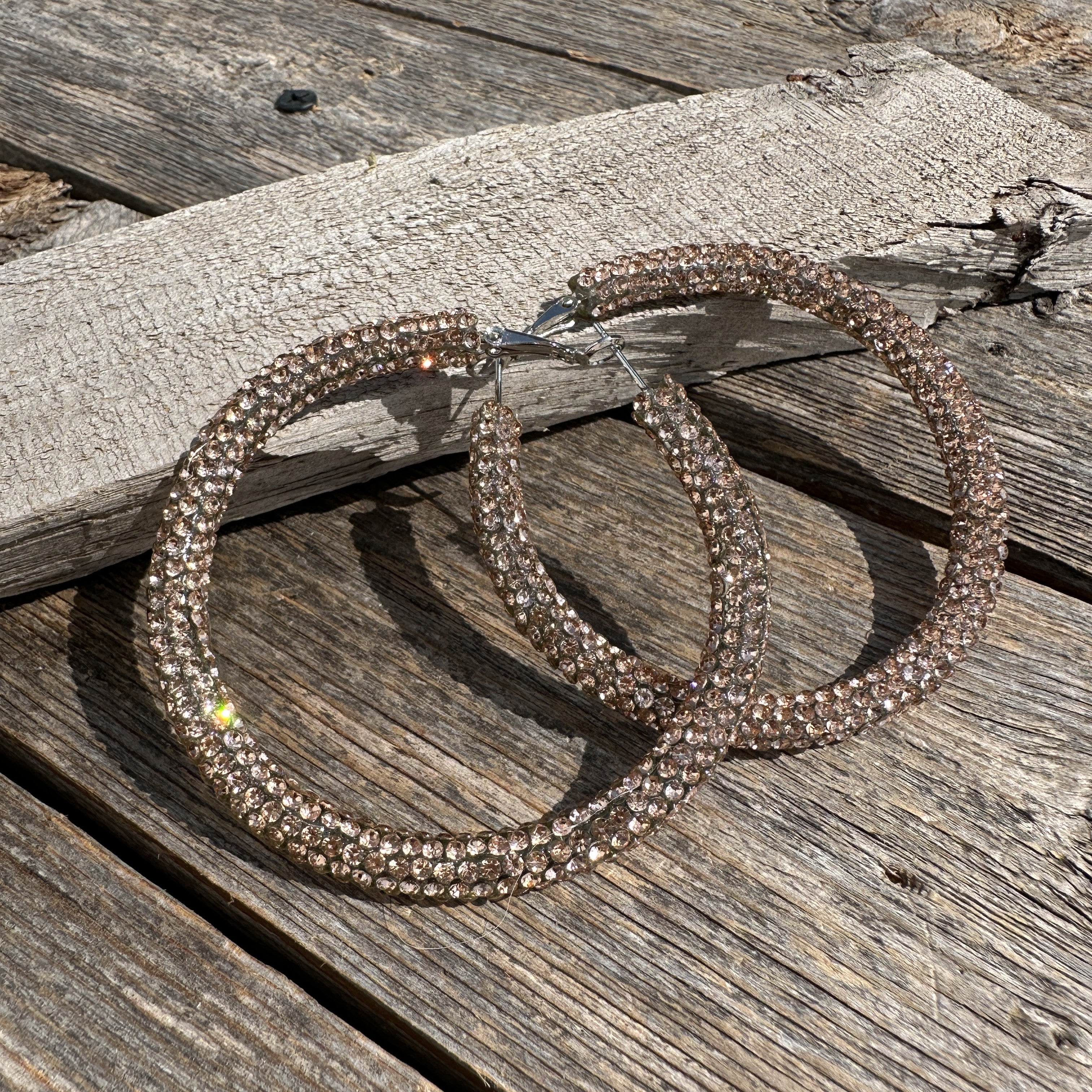 Champagne Western Bling Hoop Fashion Earrings