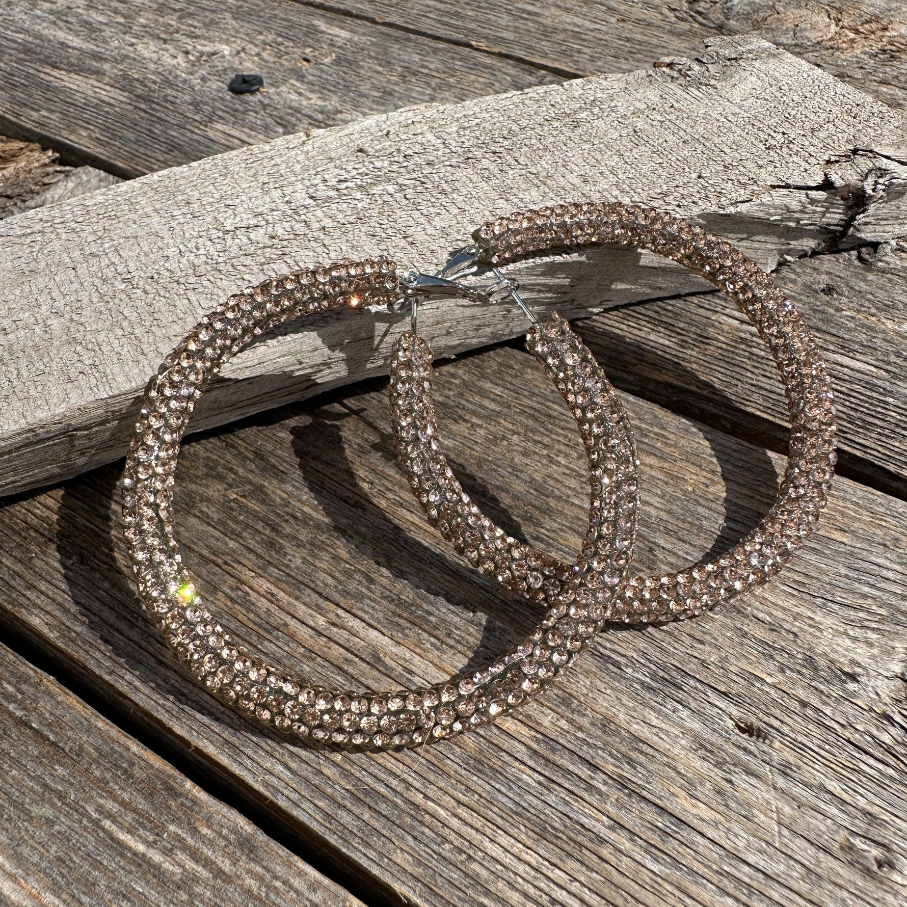 Champagne Western Bling Hoop Fashion Earrings