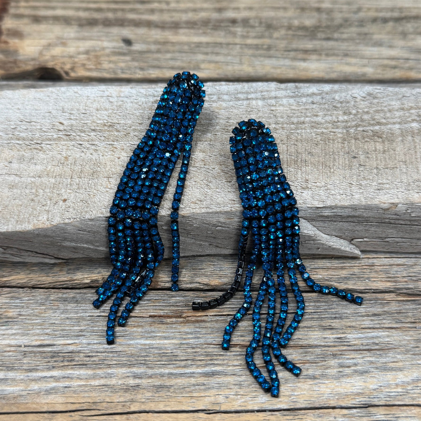 Blue Western Boho Rhinestone Dangle Fashion Earrings