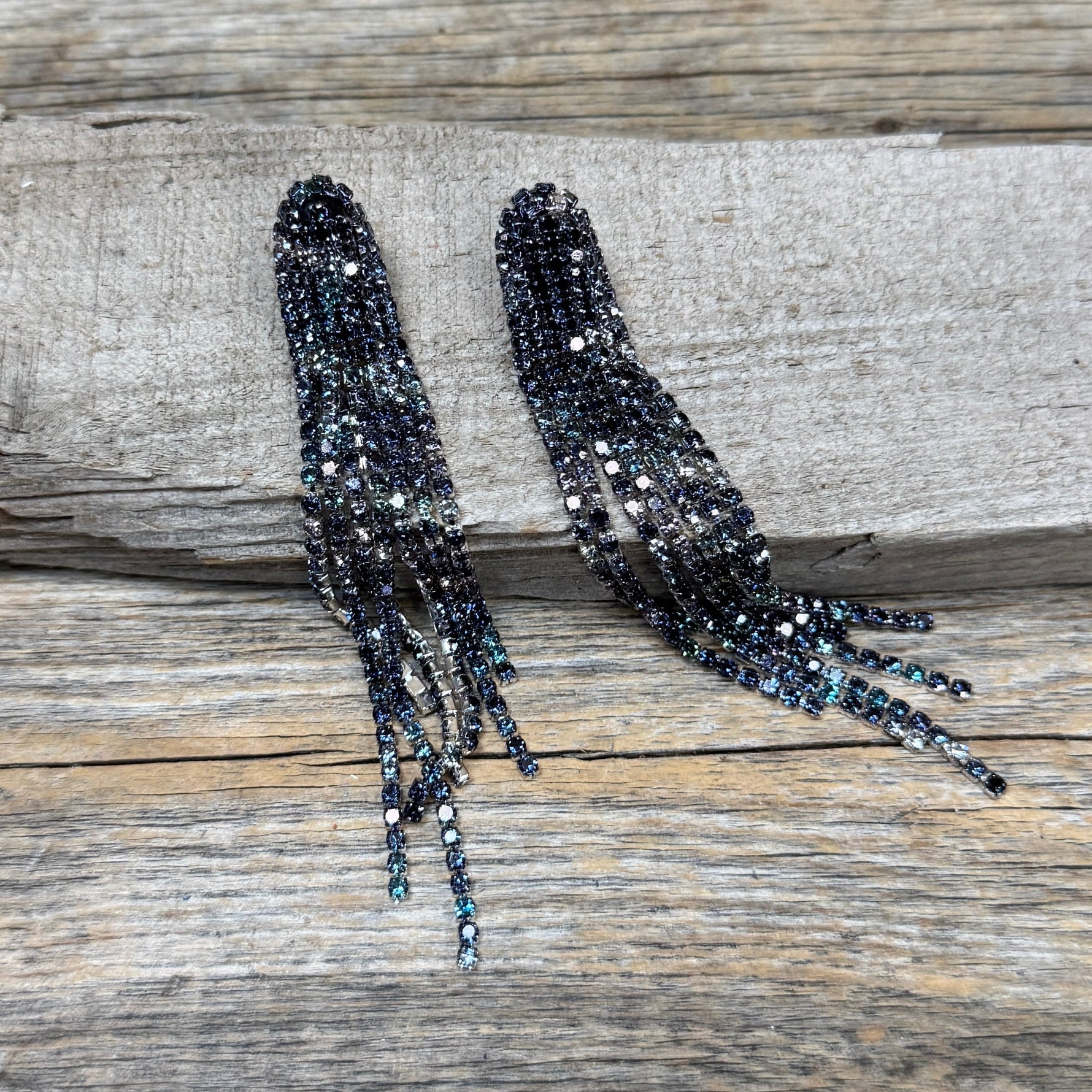 Blue Rodeo Inspired Rhinestone Dangle Fashion Earrings