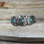 Rustic Silver Concho Style Fashion Bracelets  -  Turquoise