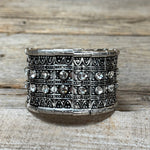 Western Silver Wide Fashion Bracelets  -  Clear