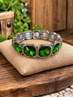 Green Rhinestone Western Fashion Bracelet