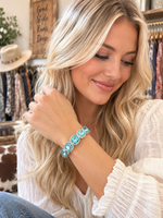 Aqua Blue Rhinestone Western Fashion Bracelet