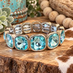 Aqua Blue Rhinestone Western Fashion Bracelet