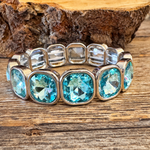 Aqua Blue Rhinestone Western Fashion Bracelet