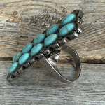 Antique Silver Rectangle Turquoise Western Concho Ring