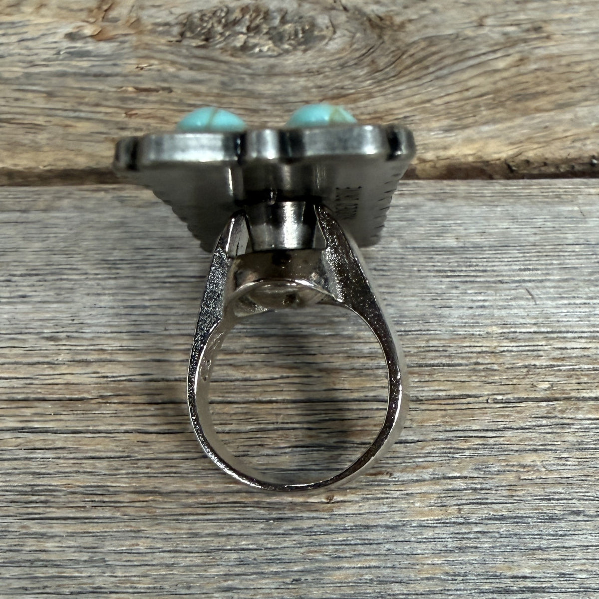 Antique Silver Rectangle Turquoise Western Concho Ring