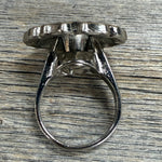Antique Silver Flower with Copper Dots and Turquoise Western Concho Ring