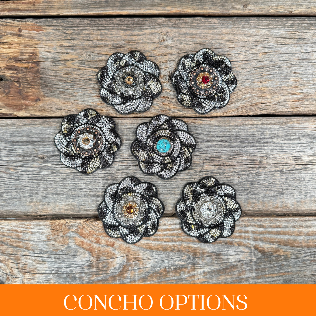 Cheetah Flower Rhinestone Rosette - Assorted Conchos