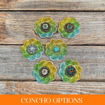 Triple Color Flower Rhinestone Rosette - Assorted Conchos